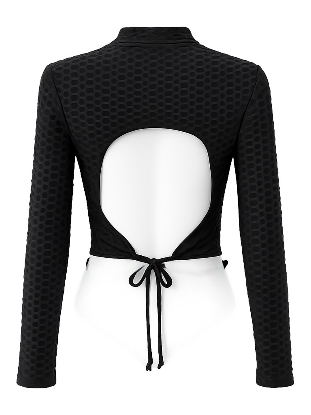 love J Black Open Back Tie Back Textured Crop Top XL